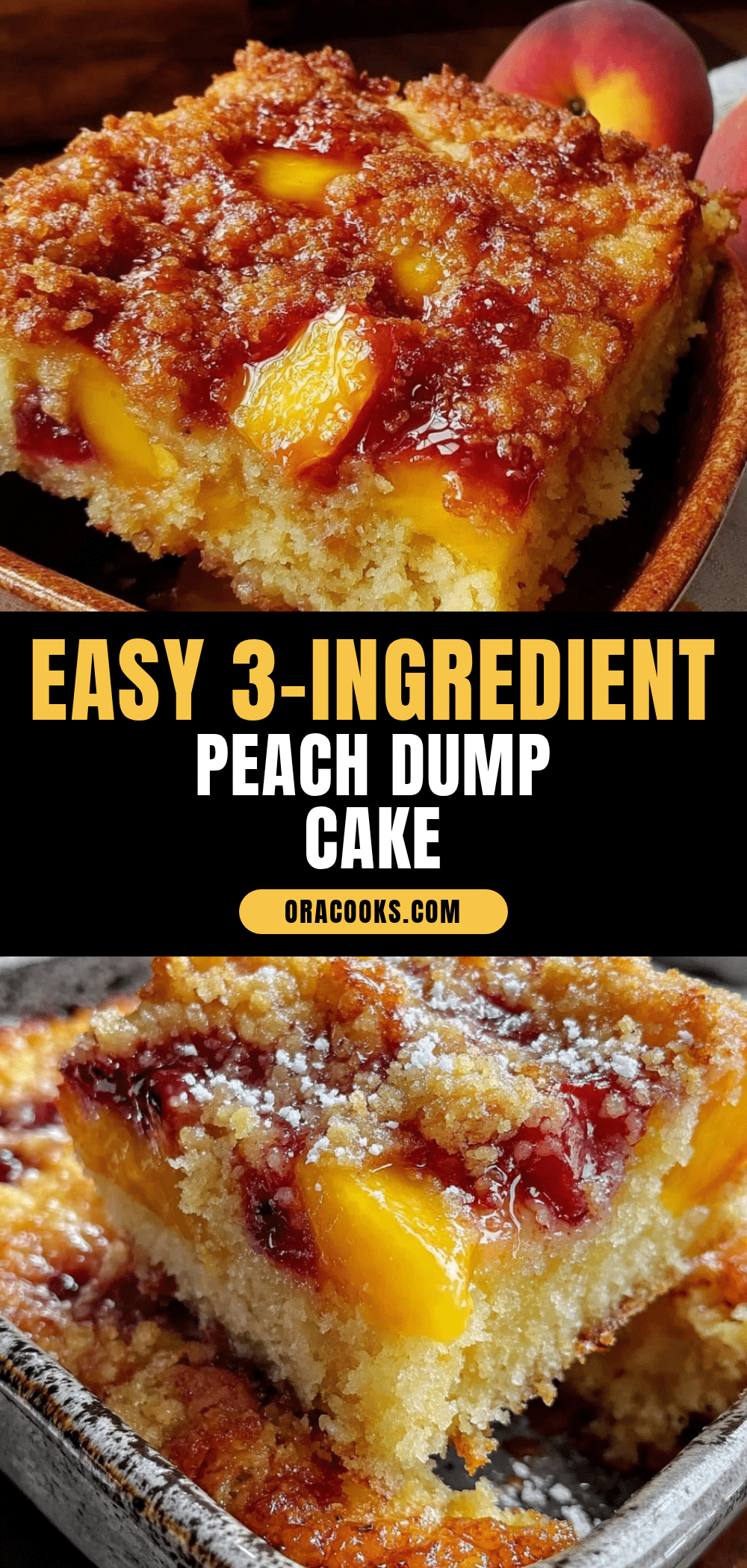 easy 3-ingredient peach dump cake recipe