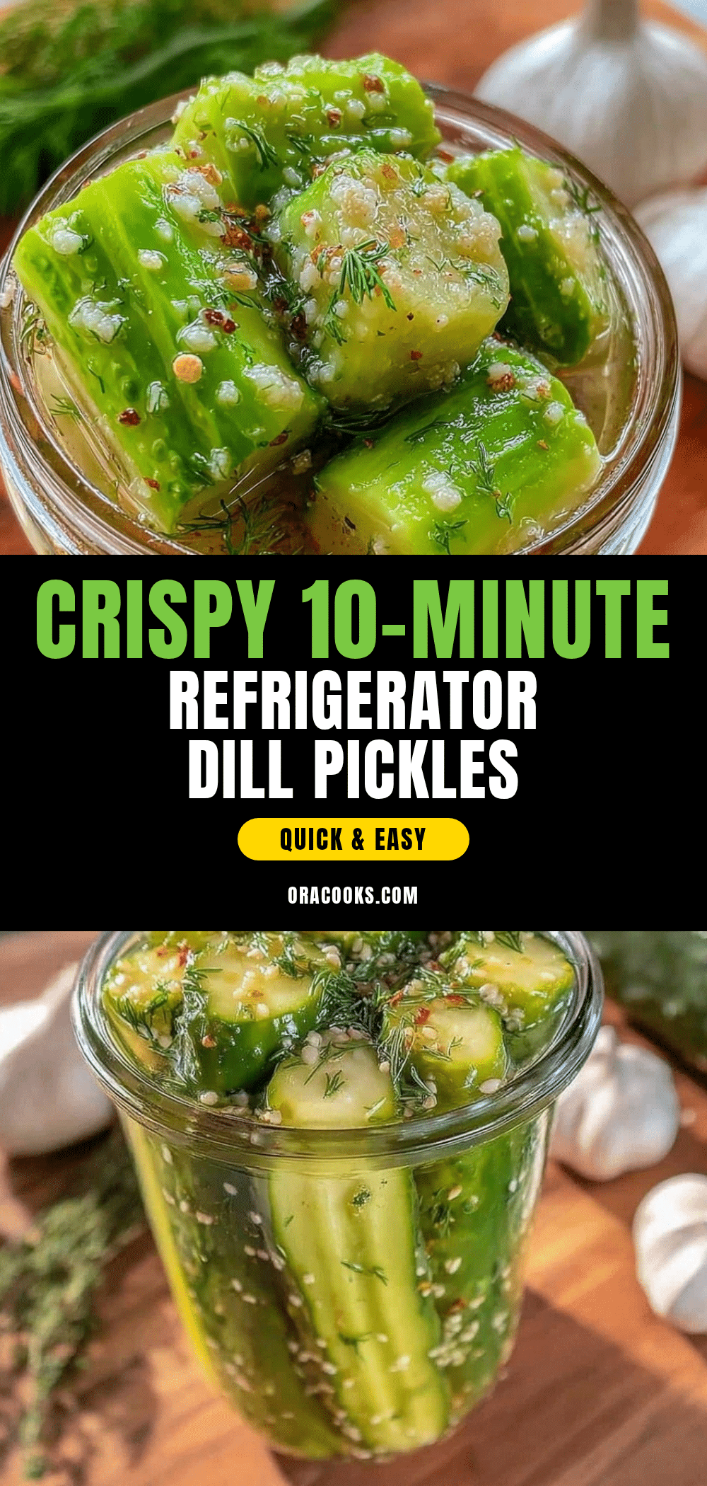 Quick 10-Minute No-Canning Refrigerator Dill Pickles recipe
