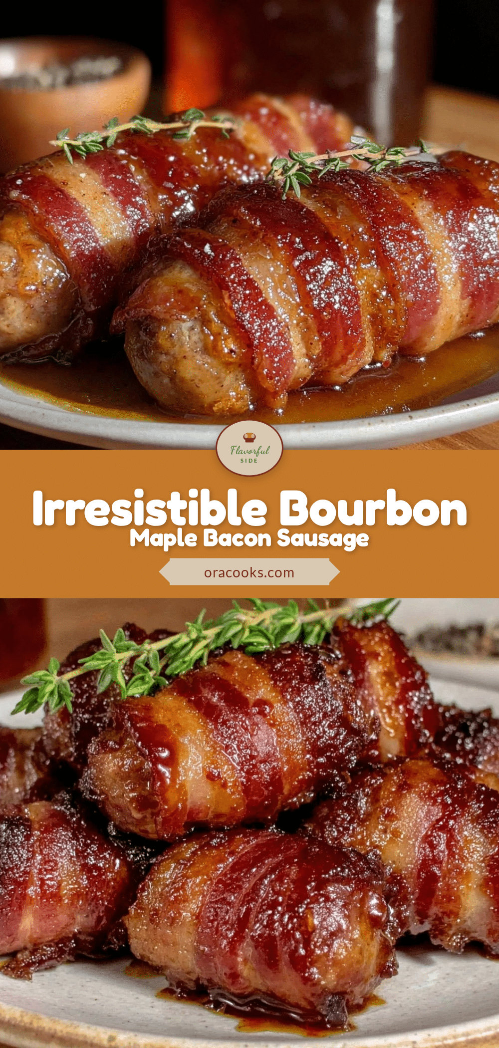 bourbon maple bacon-wrapped sausage links recipe