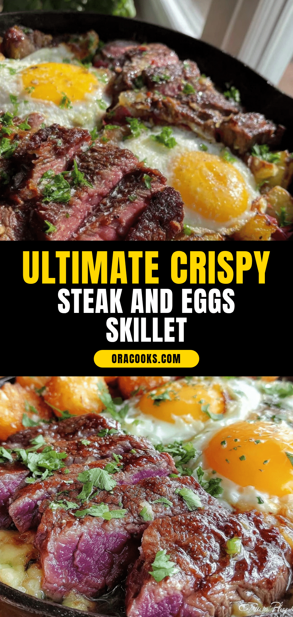 crispy steak and eggs breakfast skillet recipe