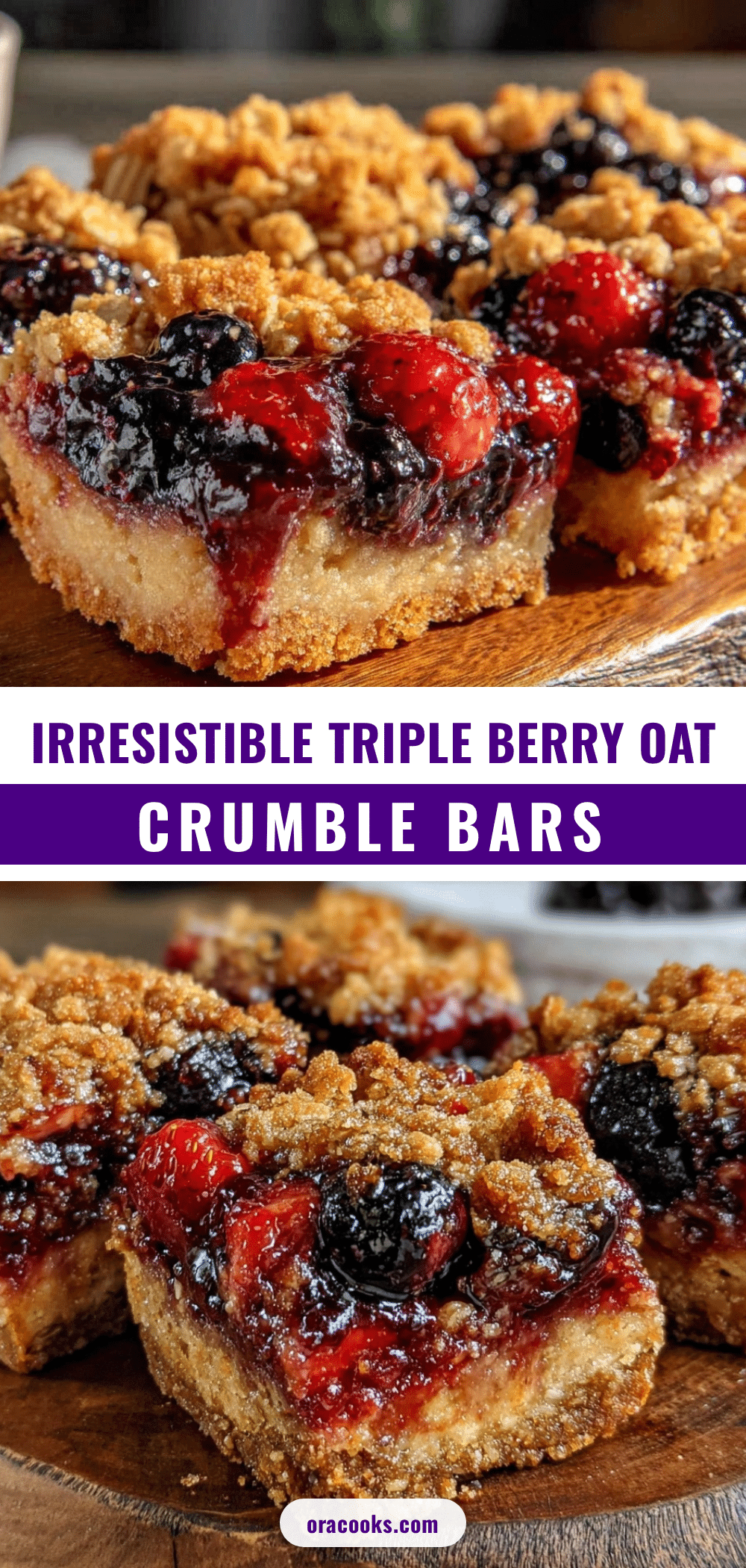 crispy triple berry crumble bars recipe