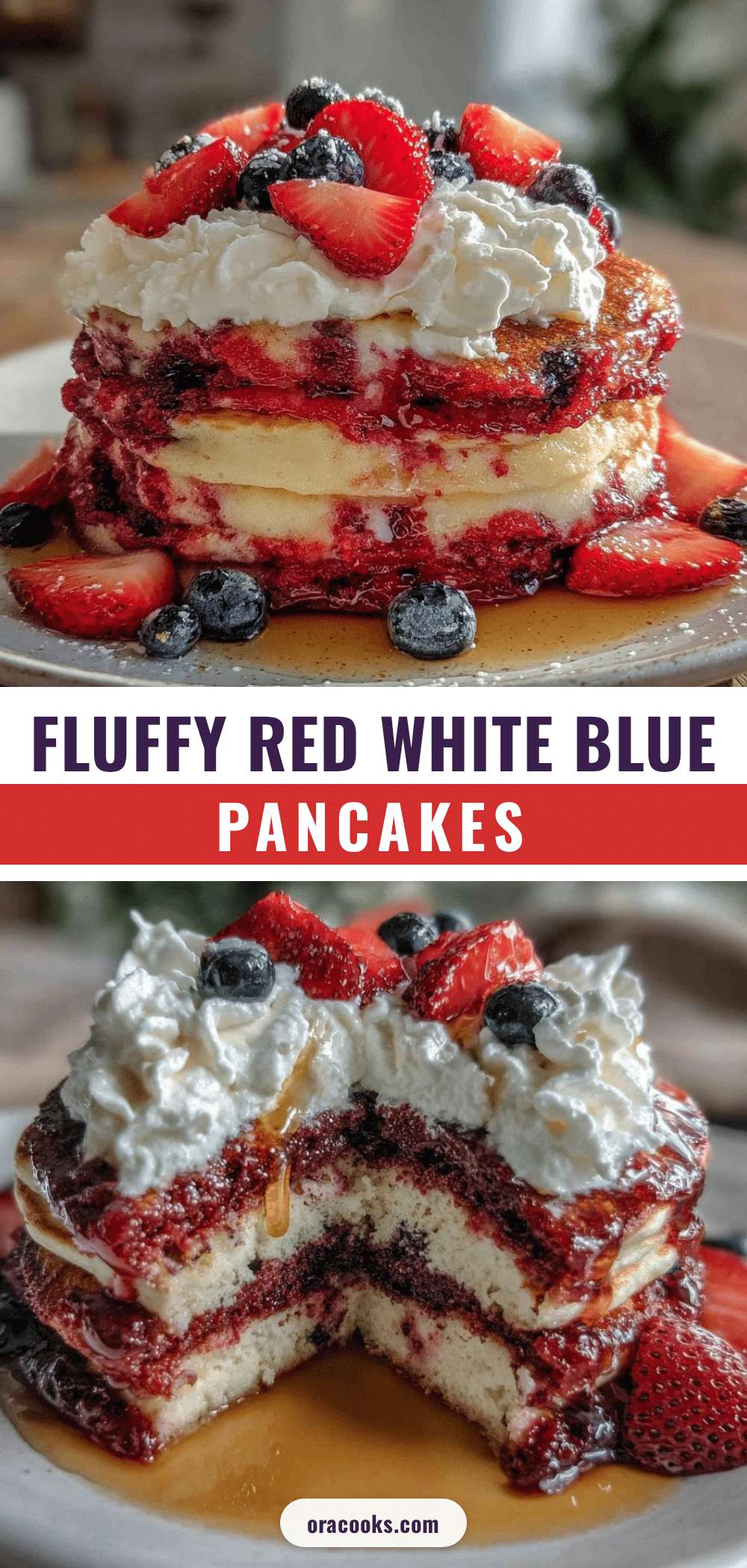 fluffy red white and blue pancakes recipe