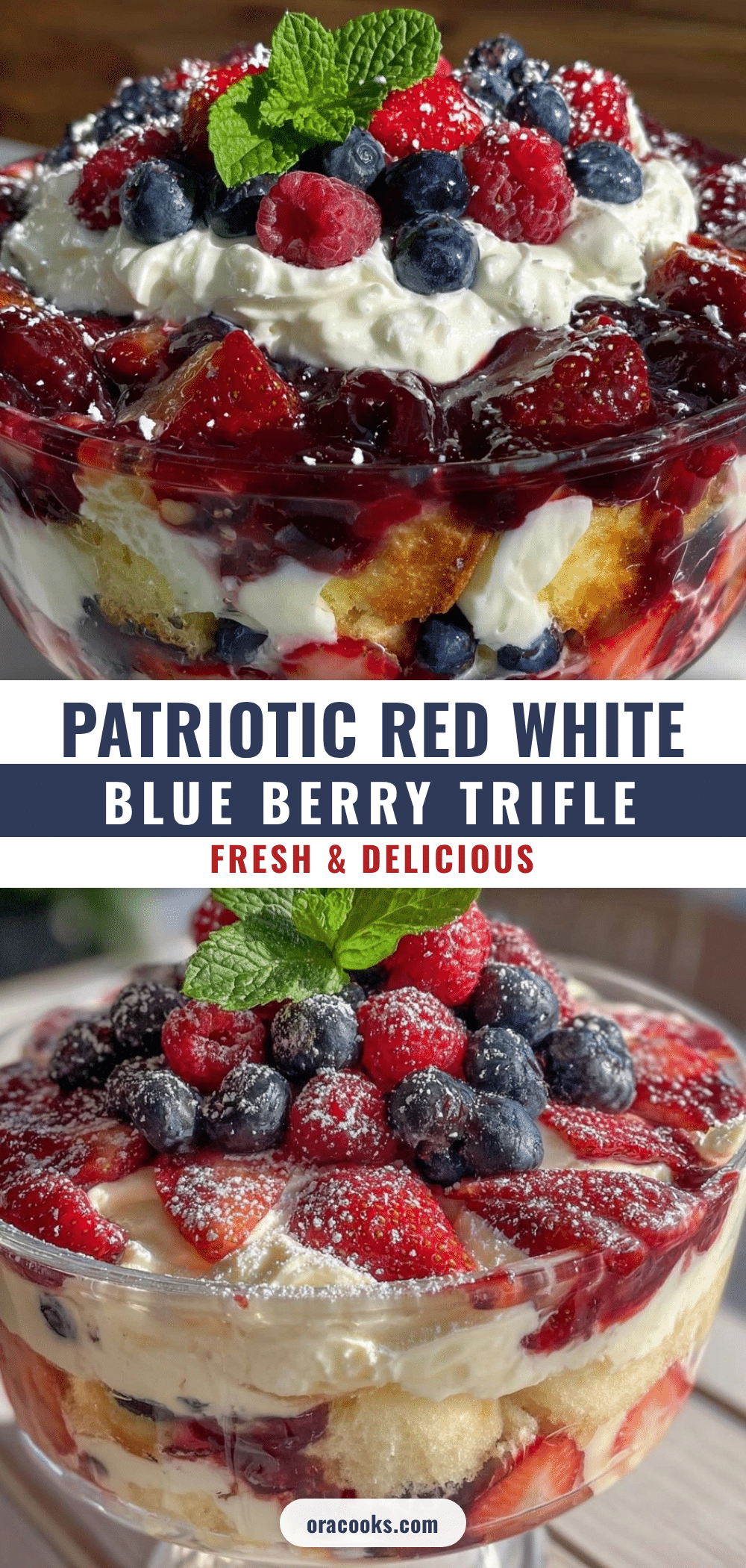fresh red white and blue layered berry trifle recipe