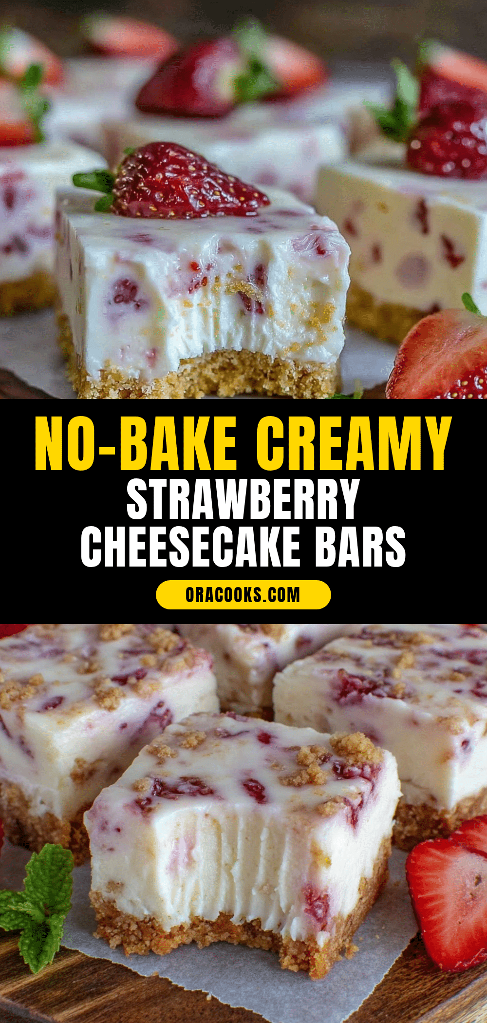 no-bake strawberry cheesecake bars recipe