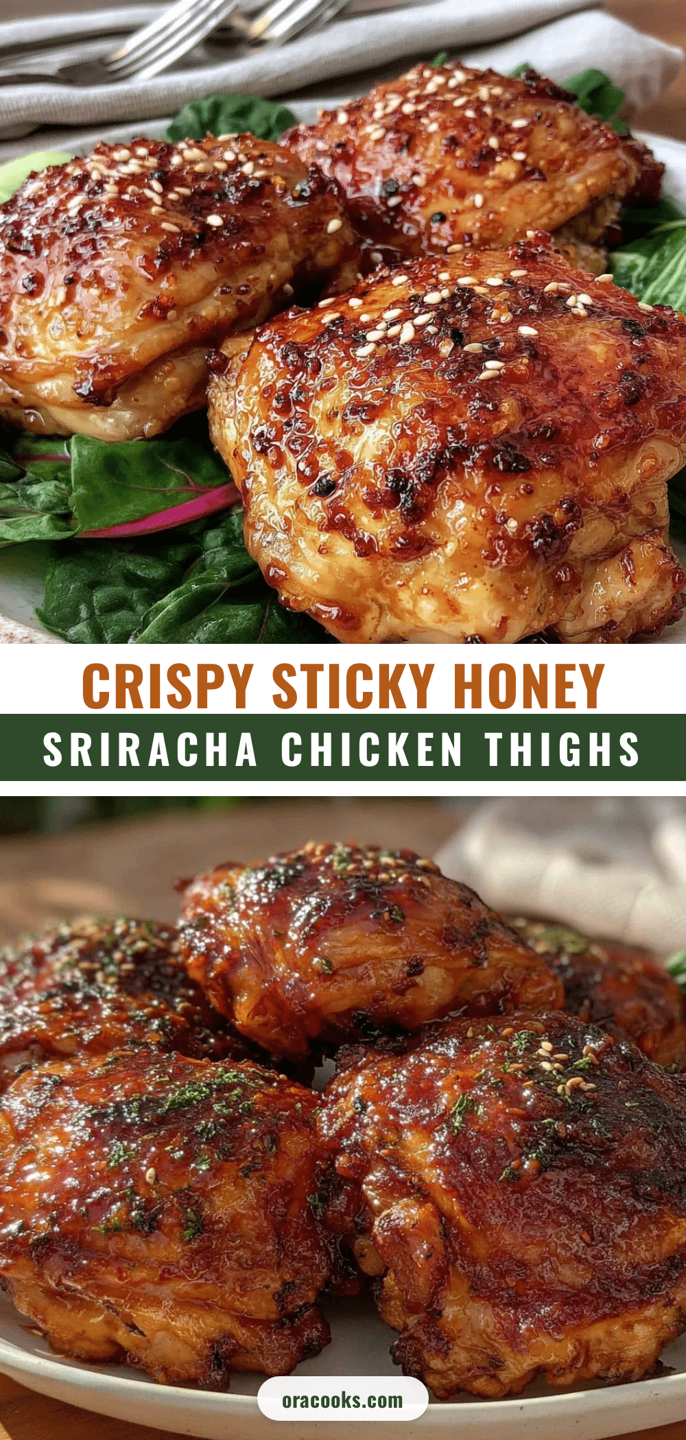 crispy air fryer sticky honey sriracha chicken thighs recipe