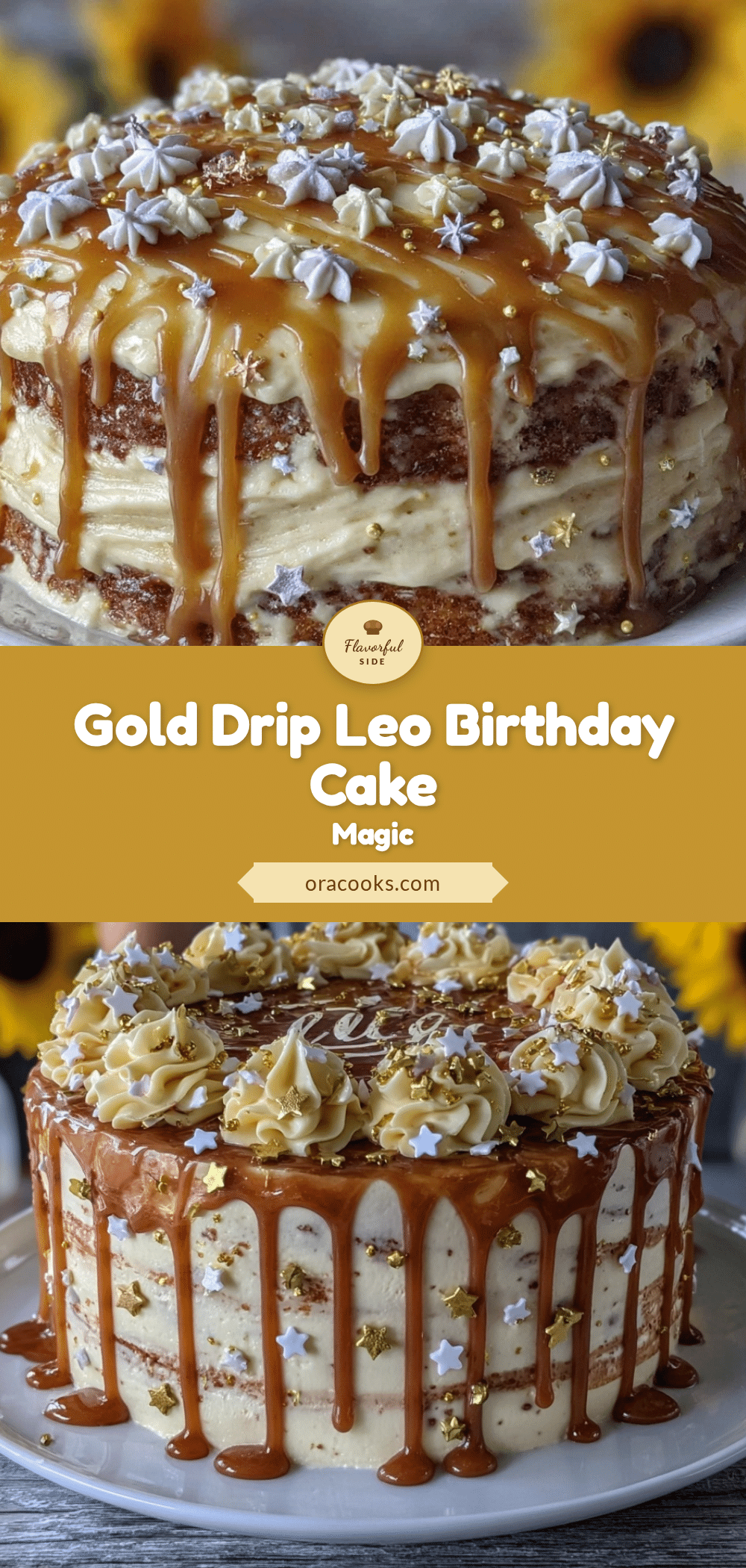 Gold Drip Leo Birthday Cake recipe
