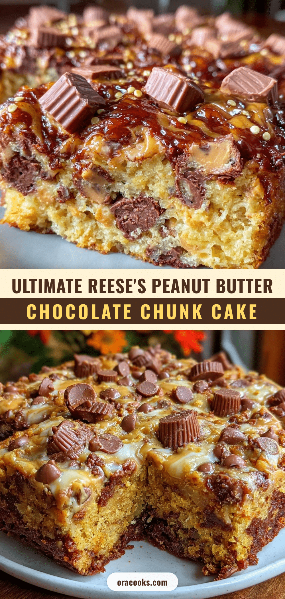 Ultimate Reeses Peanut Butter Chocolate Chunk Sheet Cake recipe