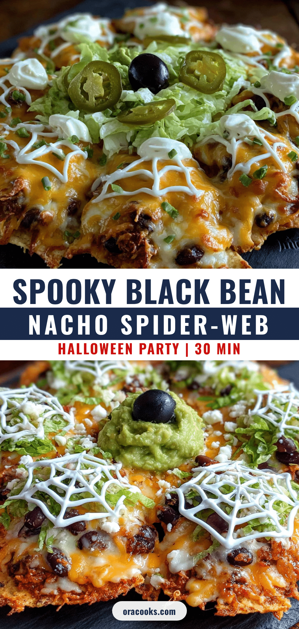 black bean spider-web nachos recipe