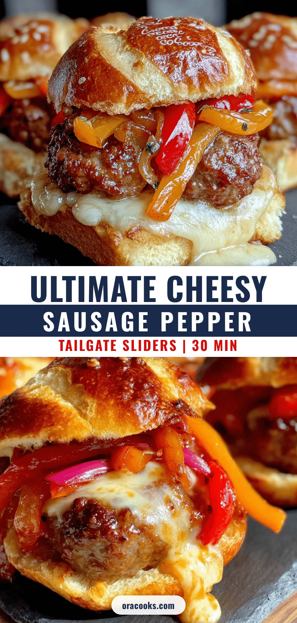 cheesy sausage and pepper sliders recipe