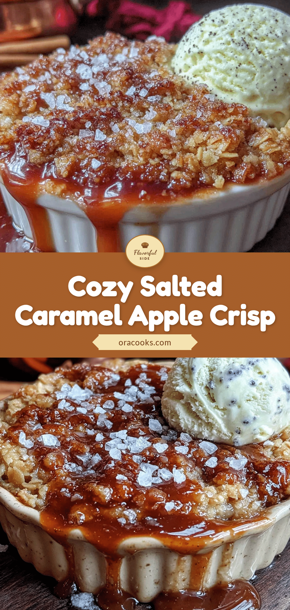 cozy salted caramel apple crisp for two recipe