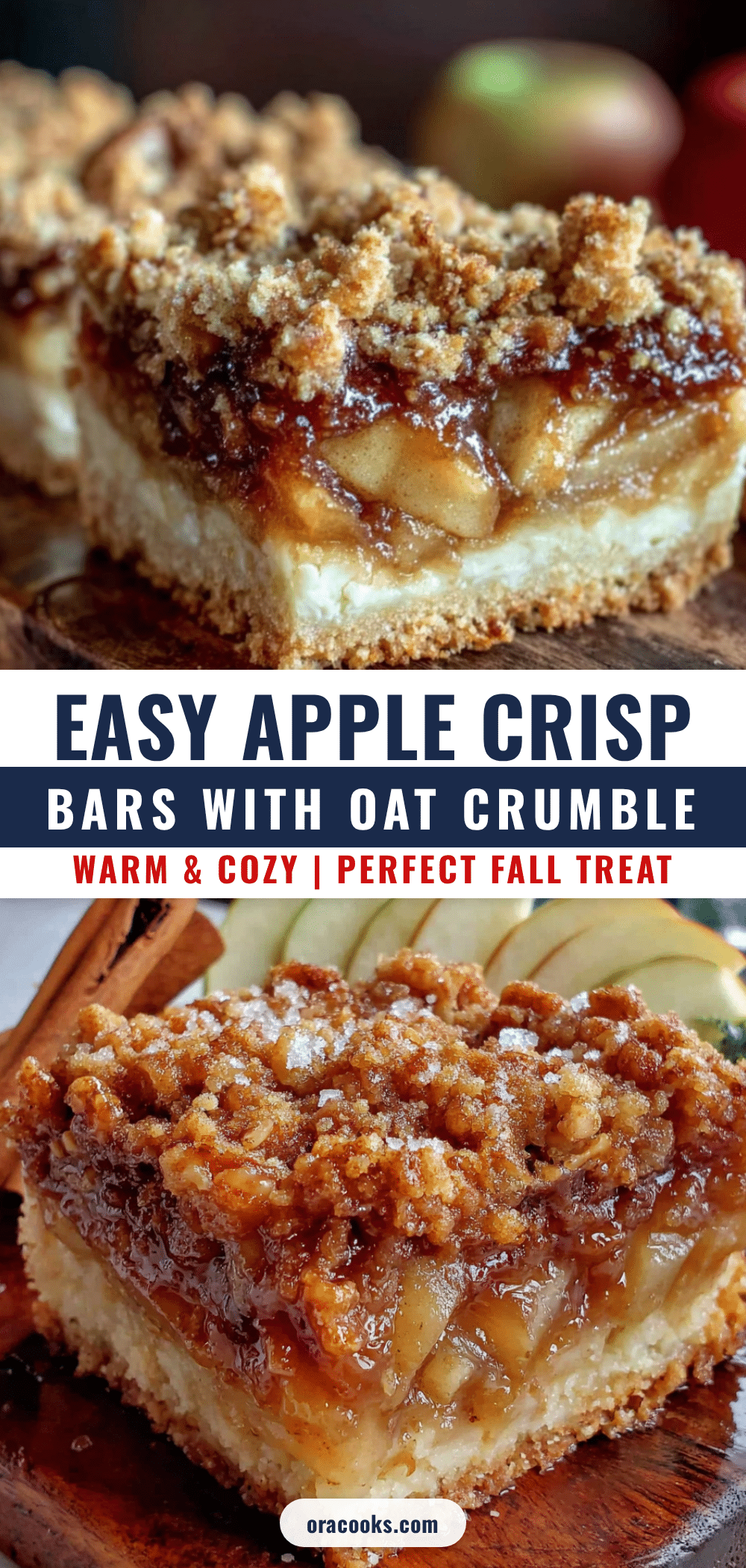 Easy apple crisp bars with oat crumble topping recipe