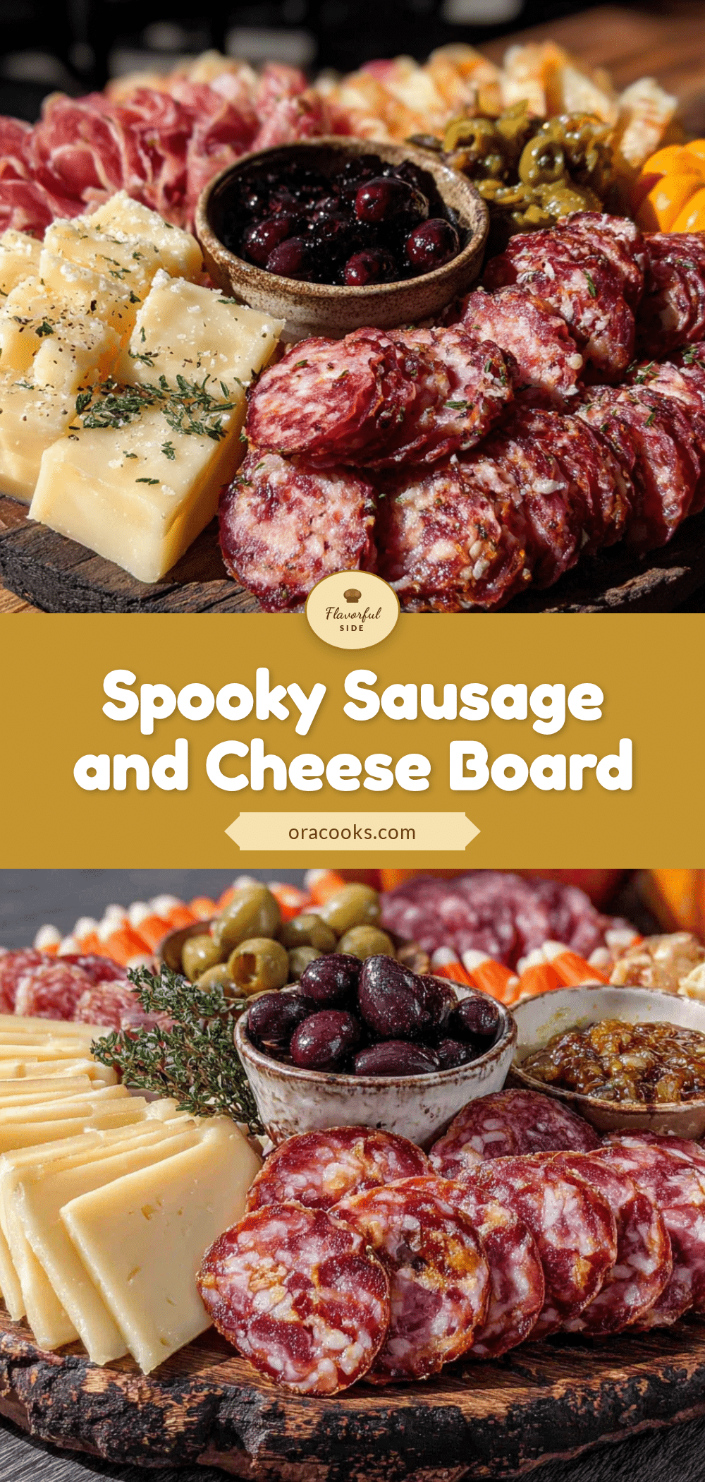 Easy Spooky Sausage and Cheese Board recipe
