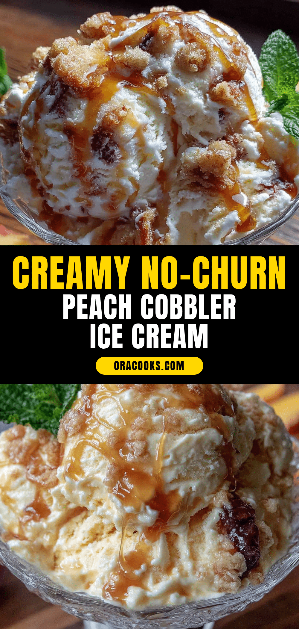 no-churn peach cobbler ice cream recipe