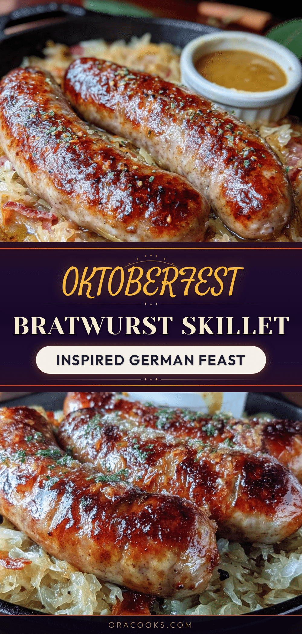 Oktoberfest bratwurst and sauerkraut skillet recipe
