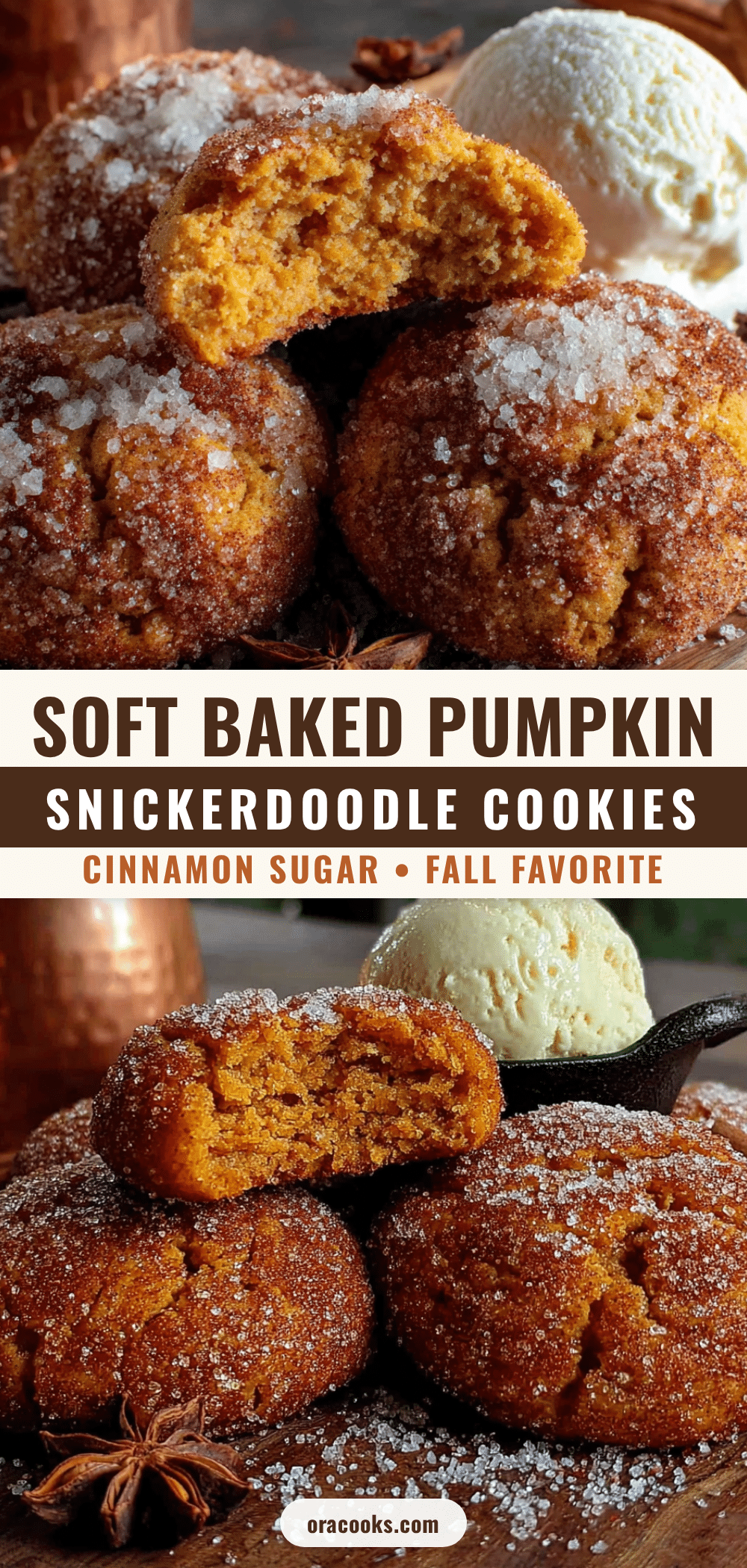 soft baked pumpkin snickerdoodle cookies recipe
