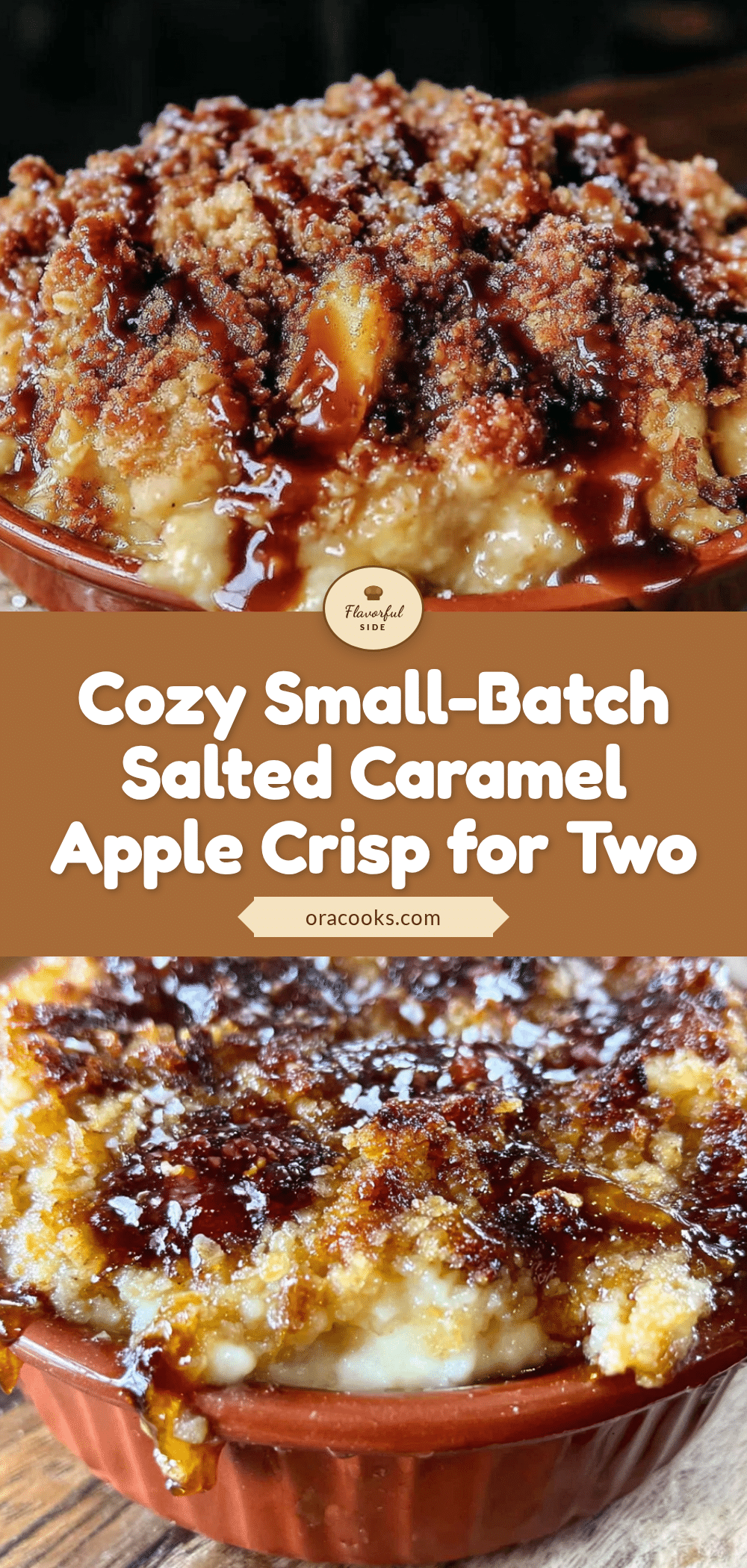 cozy salted caramel apple crisp for two recipe
