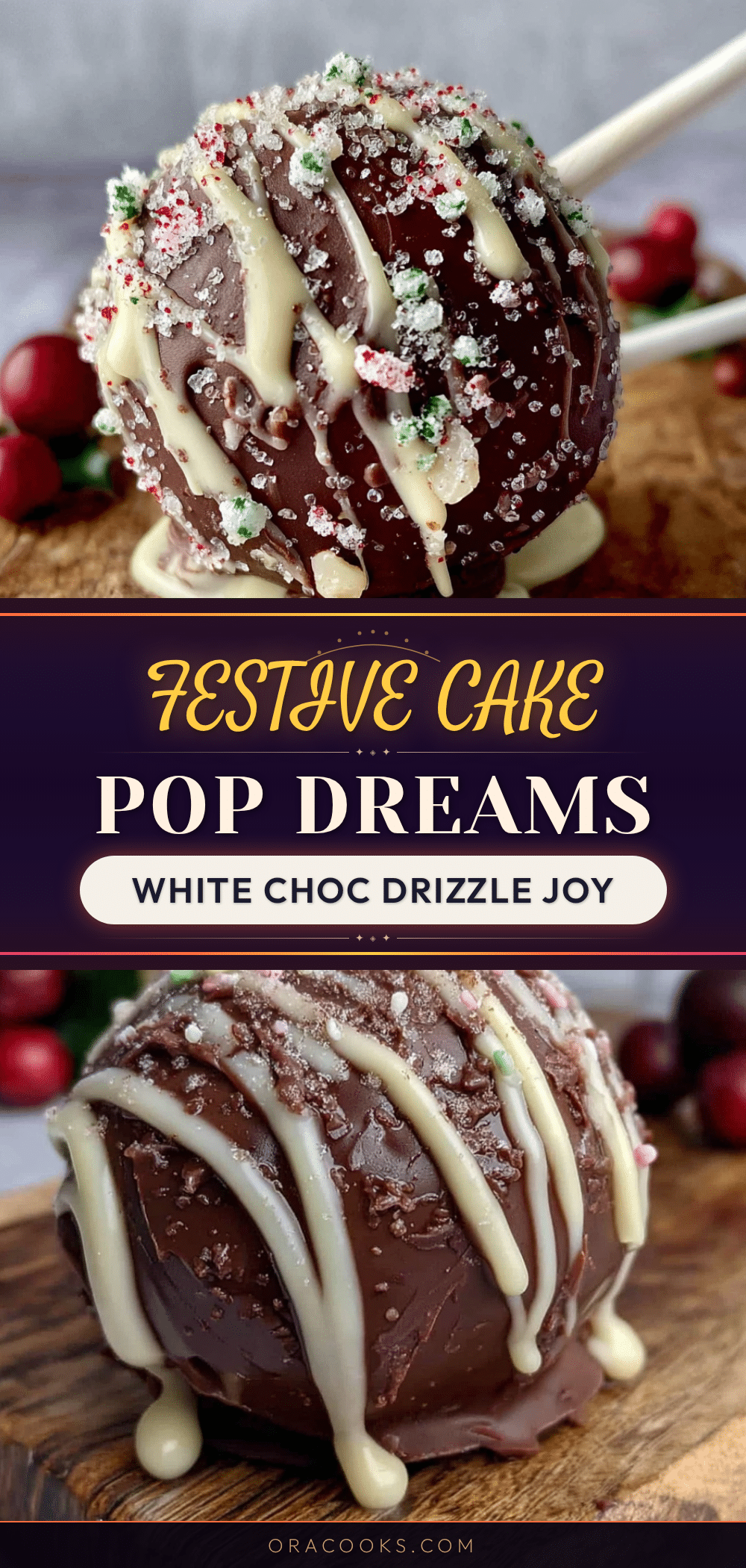 festive christmas cake pops with white chocolate drizzle recipe