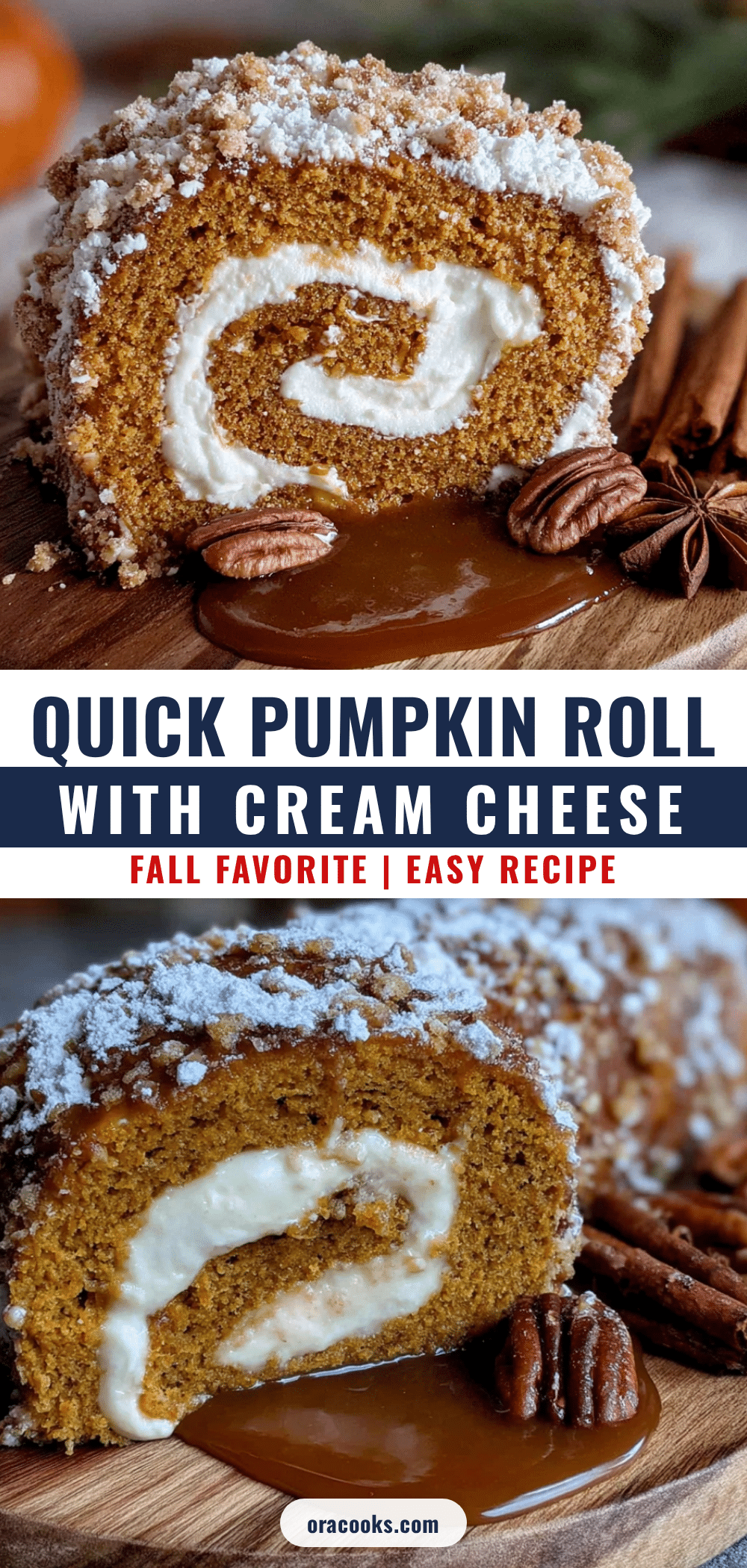 quick pumpkin roll with cream cheese filling recipe
