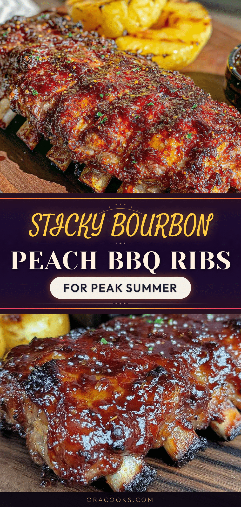Sticky bourbon peach BBQ ribs recipe