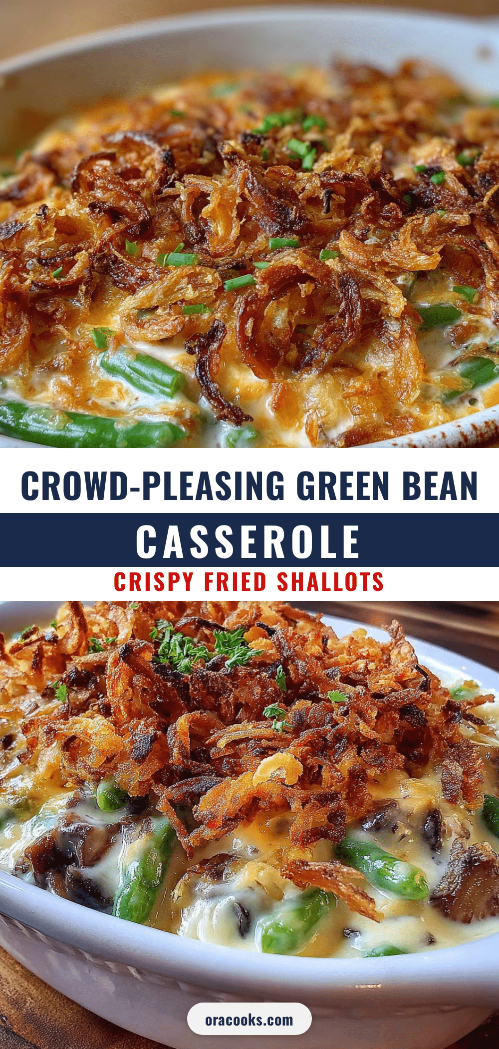 green bean casserole with crispy fried shallots recipe
