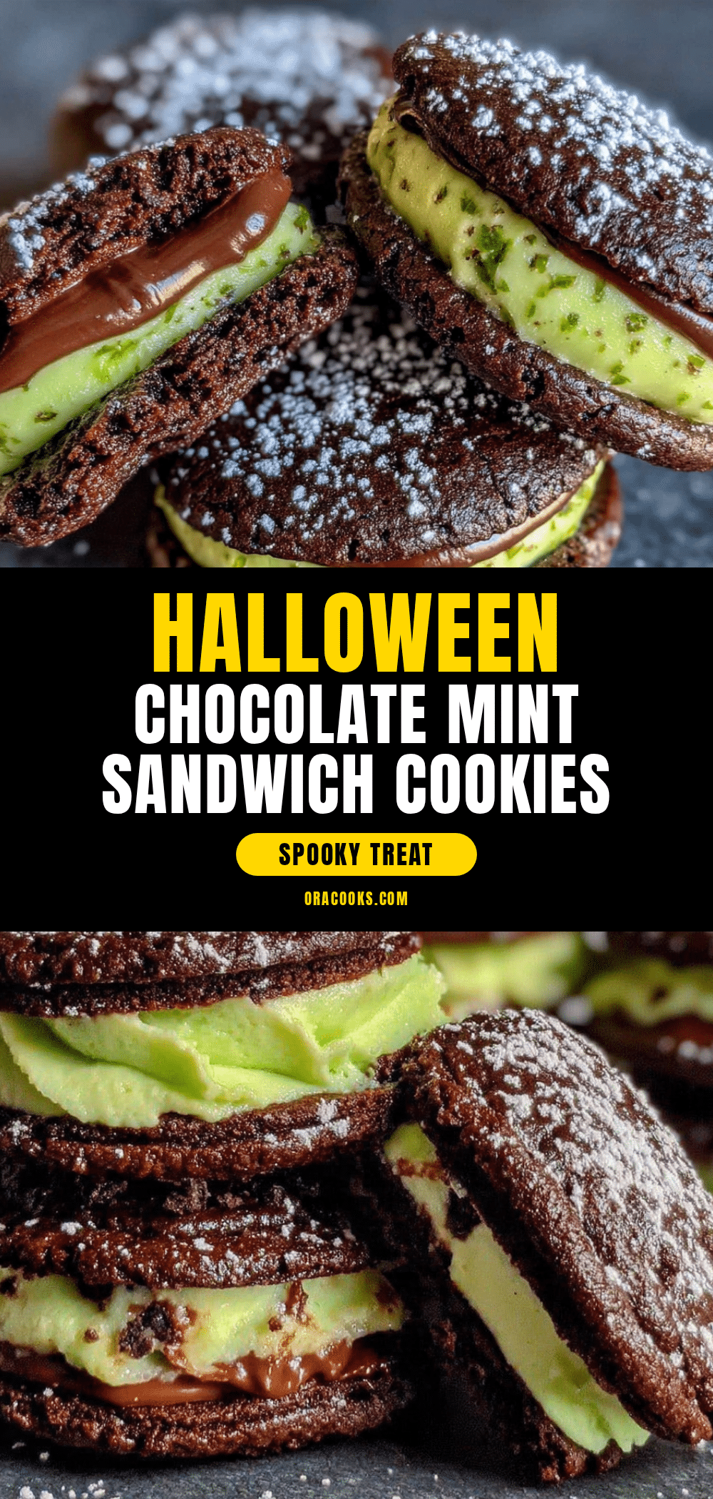 Halloween Chocolate Mint Sandwich Cookies recipe