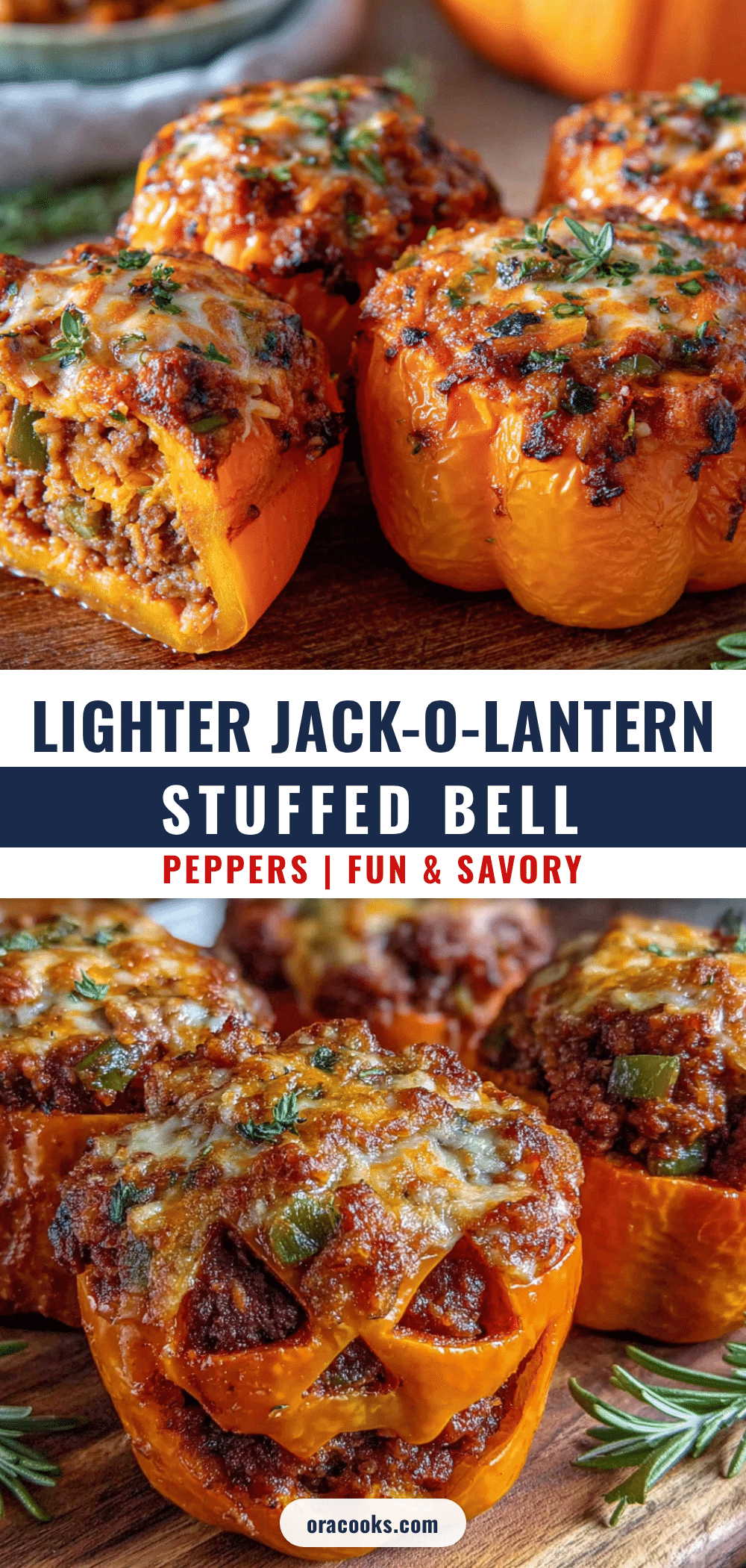 lighter jack-o-lantern stuffed bell peppers recipe