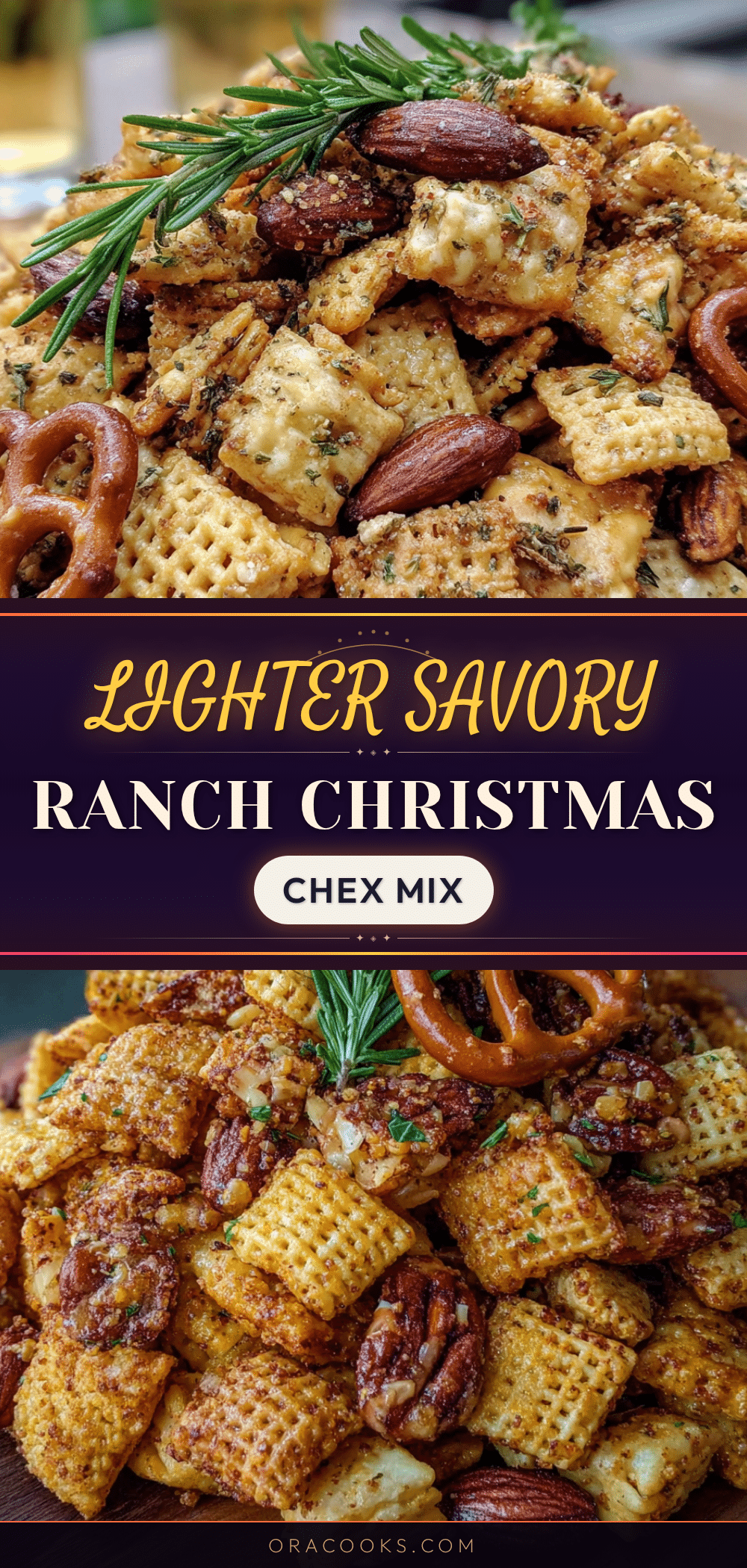 Lighter Savory Ranch Christmas Chex Mix recipe