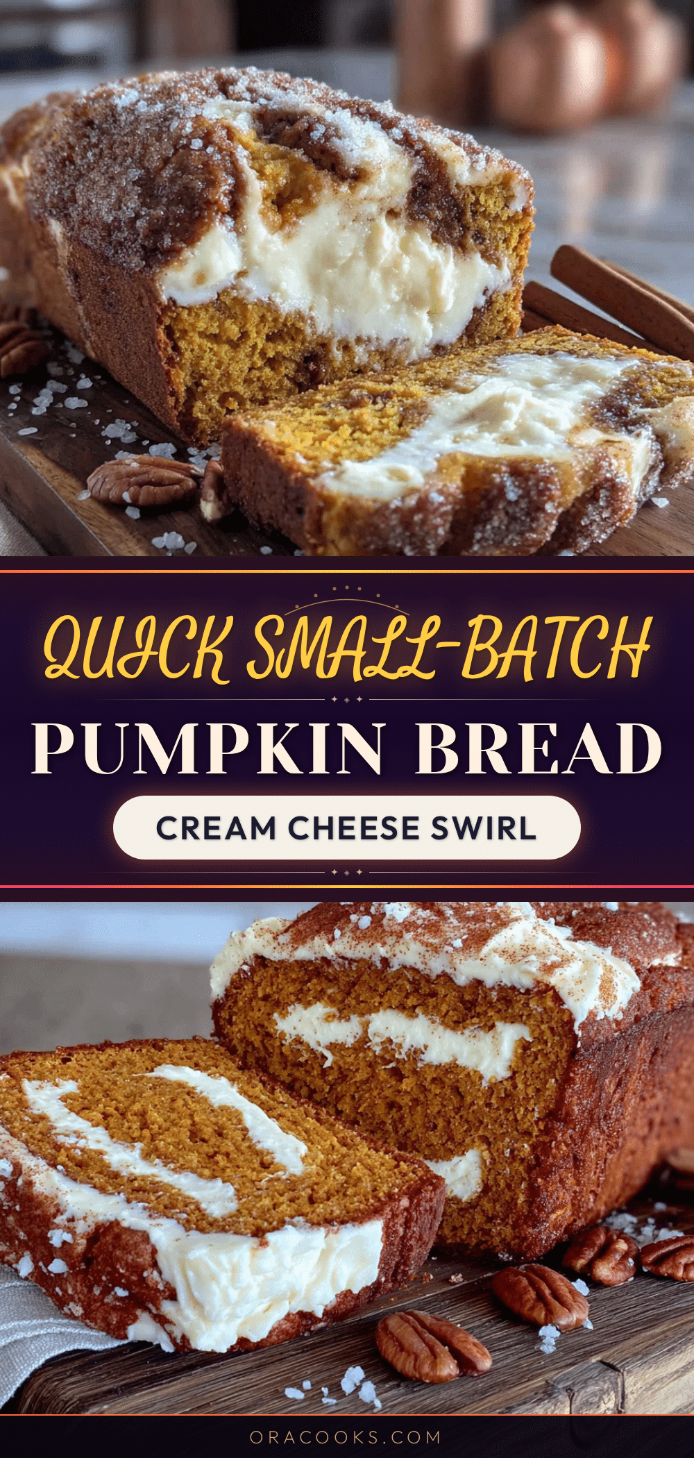 quick small-batch pumpkin bread with cream cheese swirl recipe