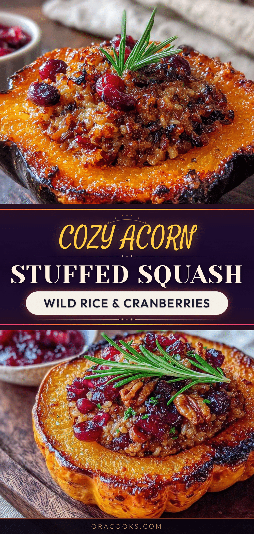 stuffed acorn squash with wild rice and cranberries recipe