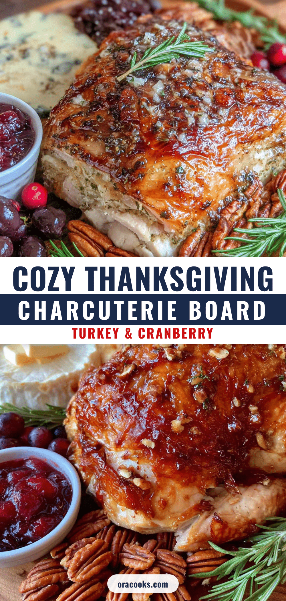 Thanksgiving charcuterie board with turkey recipe